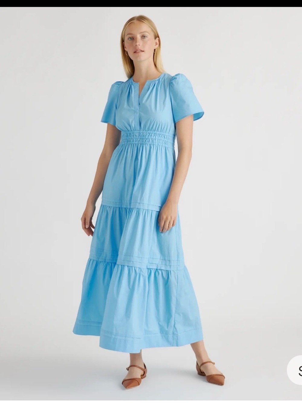 Quince Light Blue Tiered Maxi Dress - Women's Dress